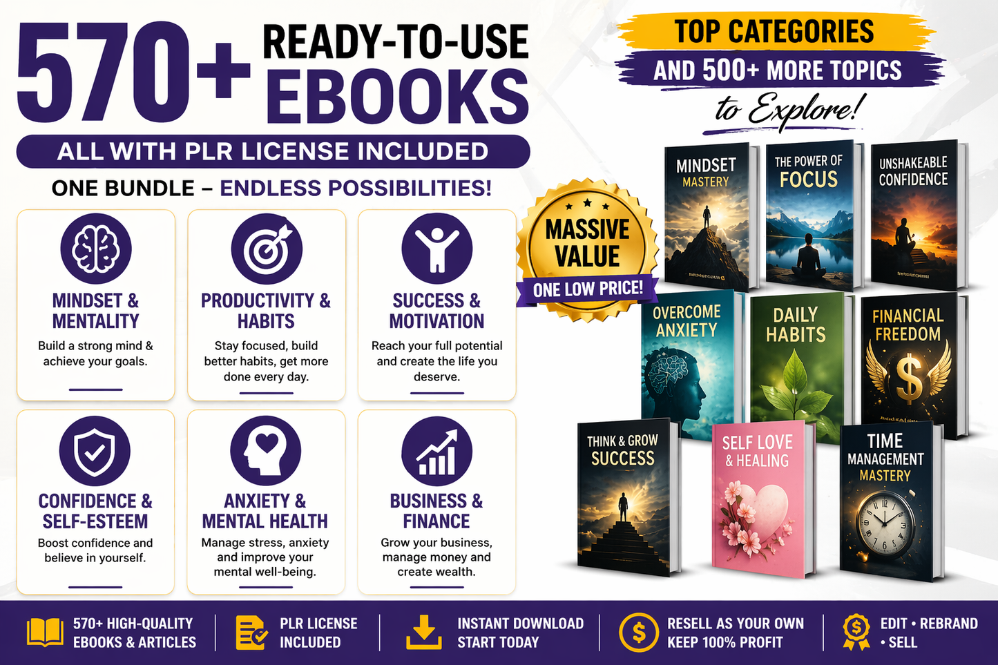 🚀 Ultimate Digital Business Bundle – 570+ PLR eBooks + 70+ Video Courses