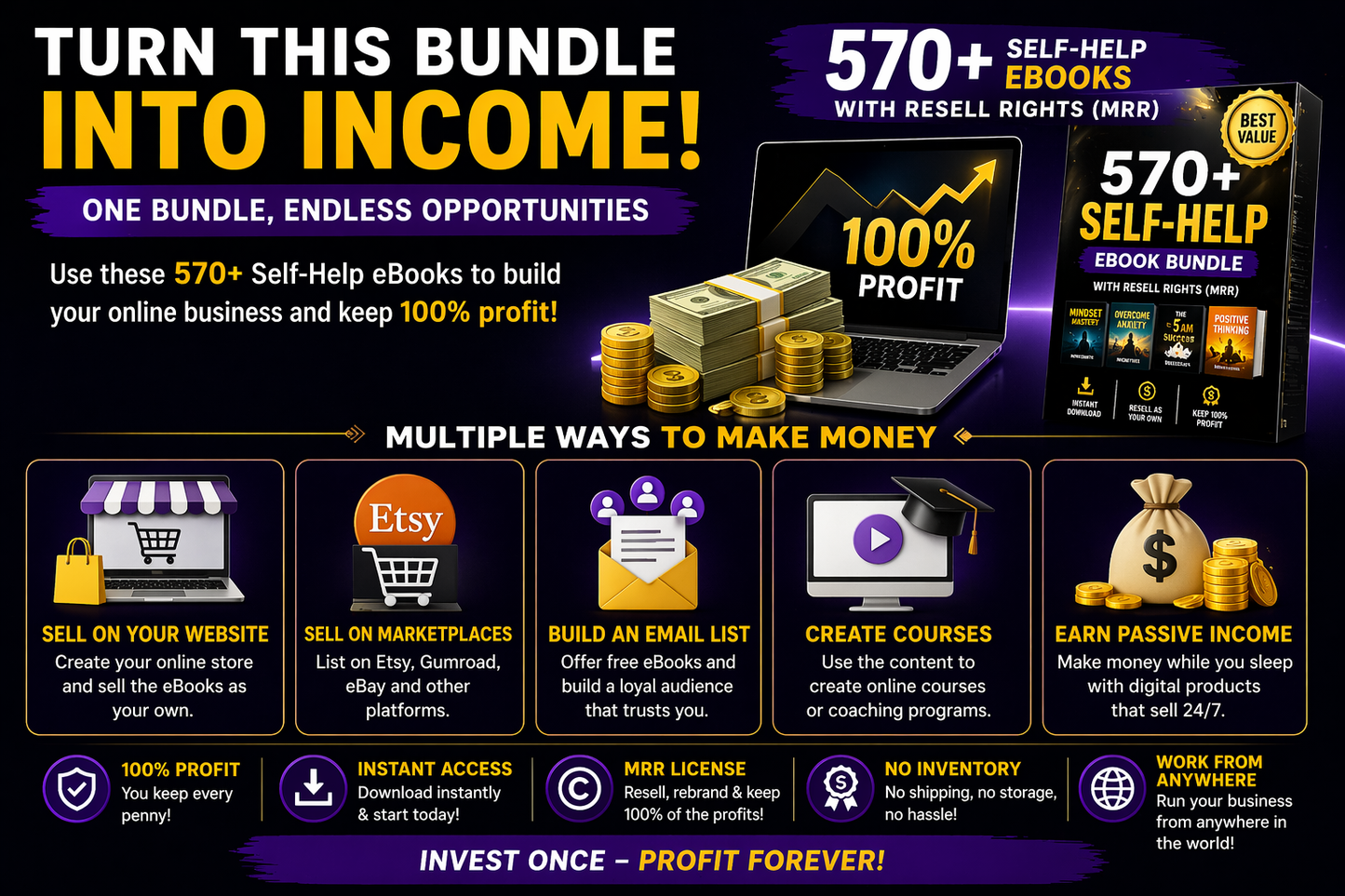 🚀 Ultimate Digital Business Bundle – 570+ PLR eBooks + 70+ Video Courses